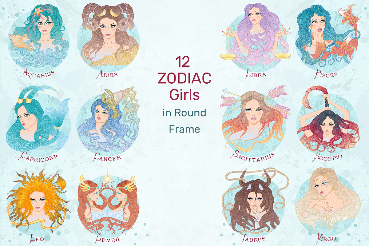 12 Zodiac Girl Hand Drawn Collection, a Healthcare Illustration by ennona_art (Photo 2 of 13)