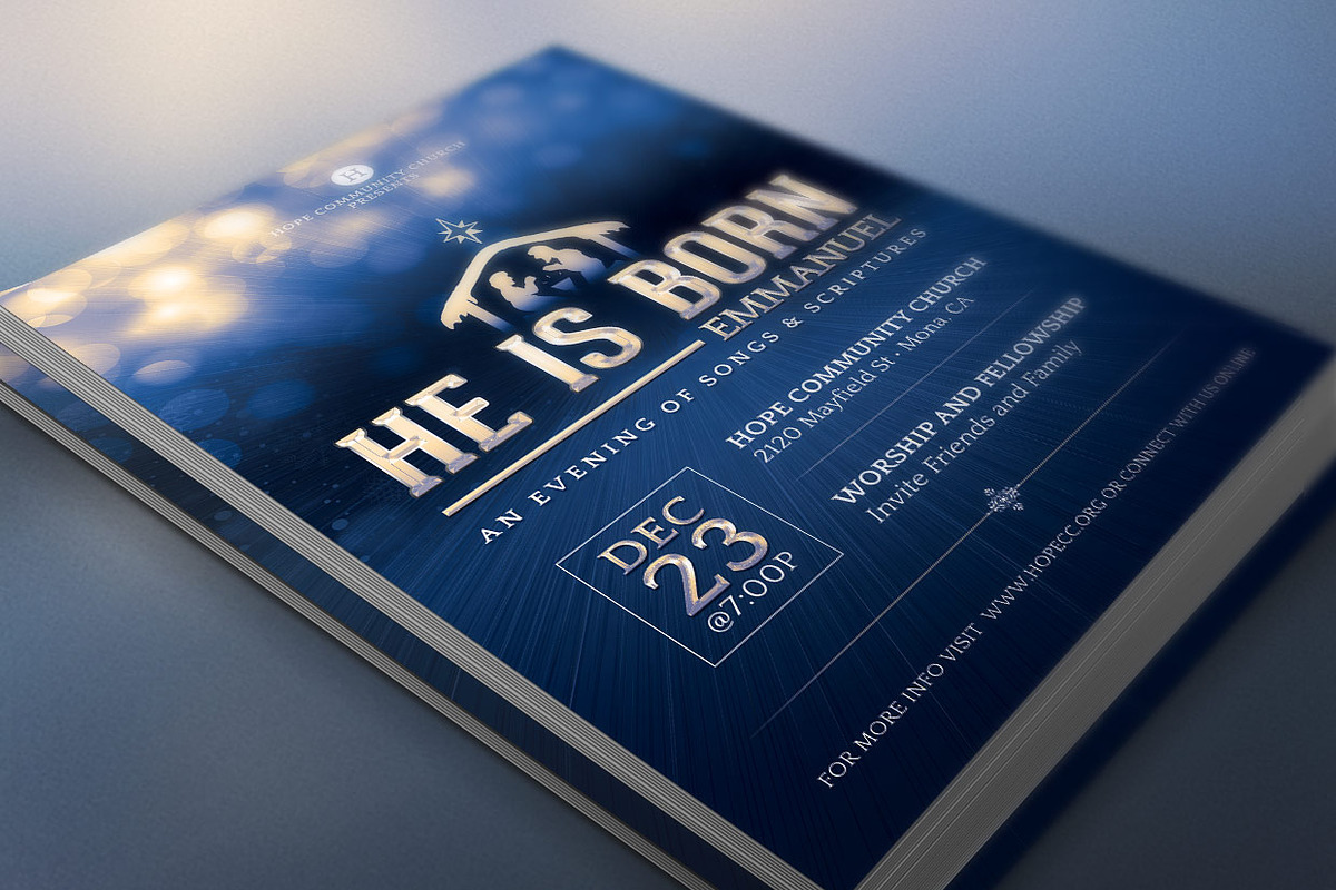 Emmanuel Christmas Flyer Poster, a Flyer Template by Godserv Designs (Photo 1 of 5)