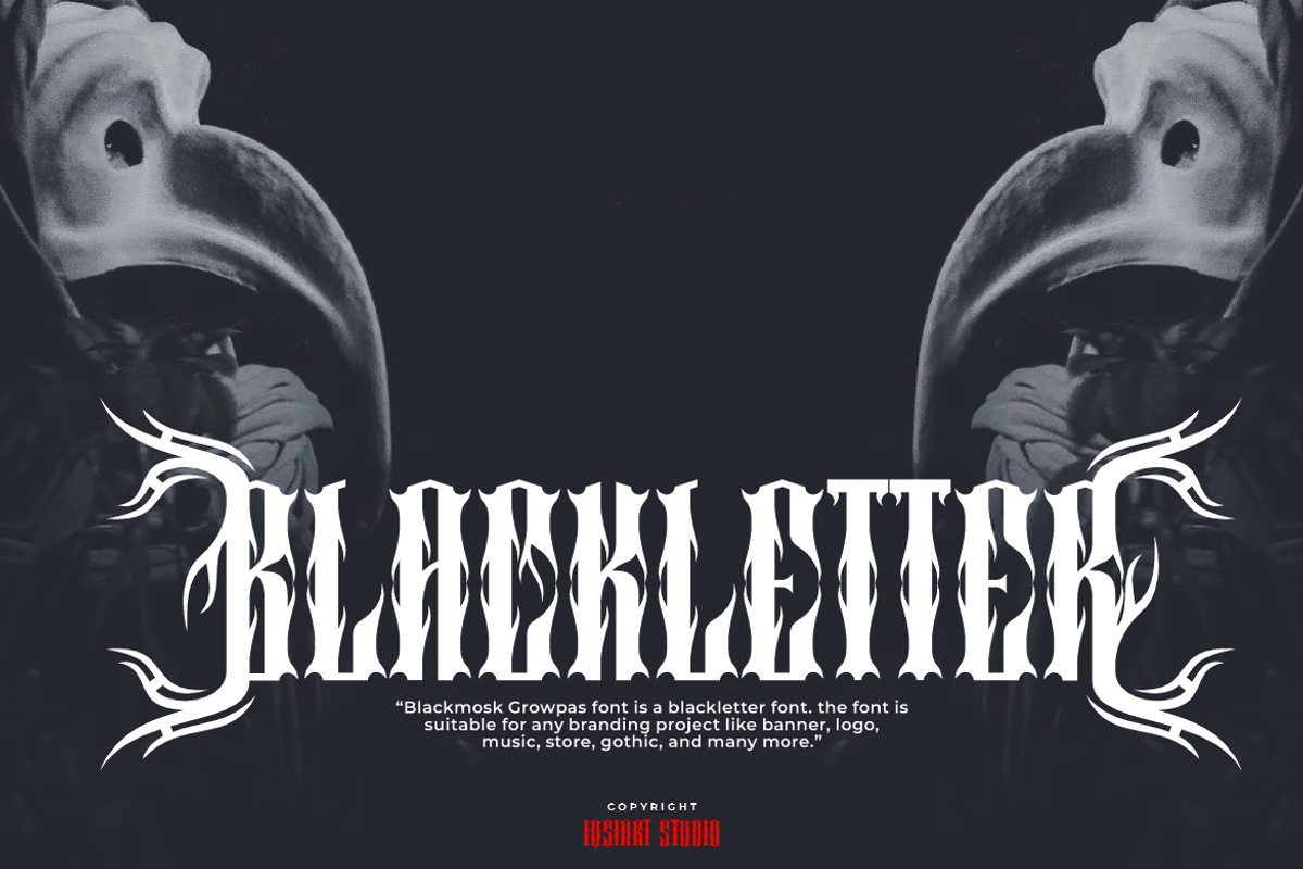 Blackmosk Growpas - Blackletter Font, a Blackletter Font by Iqsiart Studio (Photo 6 of 10)