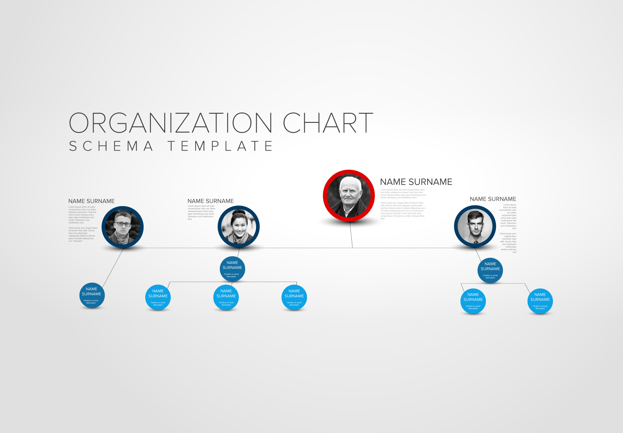 3D hierarchy chart schema w. photos, a Presentation Template by Orson