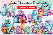 Cute Monster Family Watercolor Clipa, an Object Graphic by Regulrcrative (Thumbnail 1 of 11)