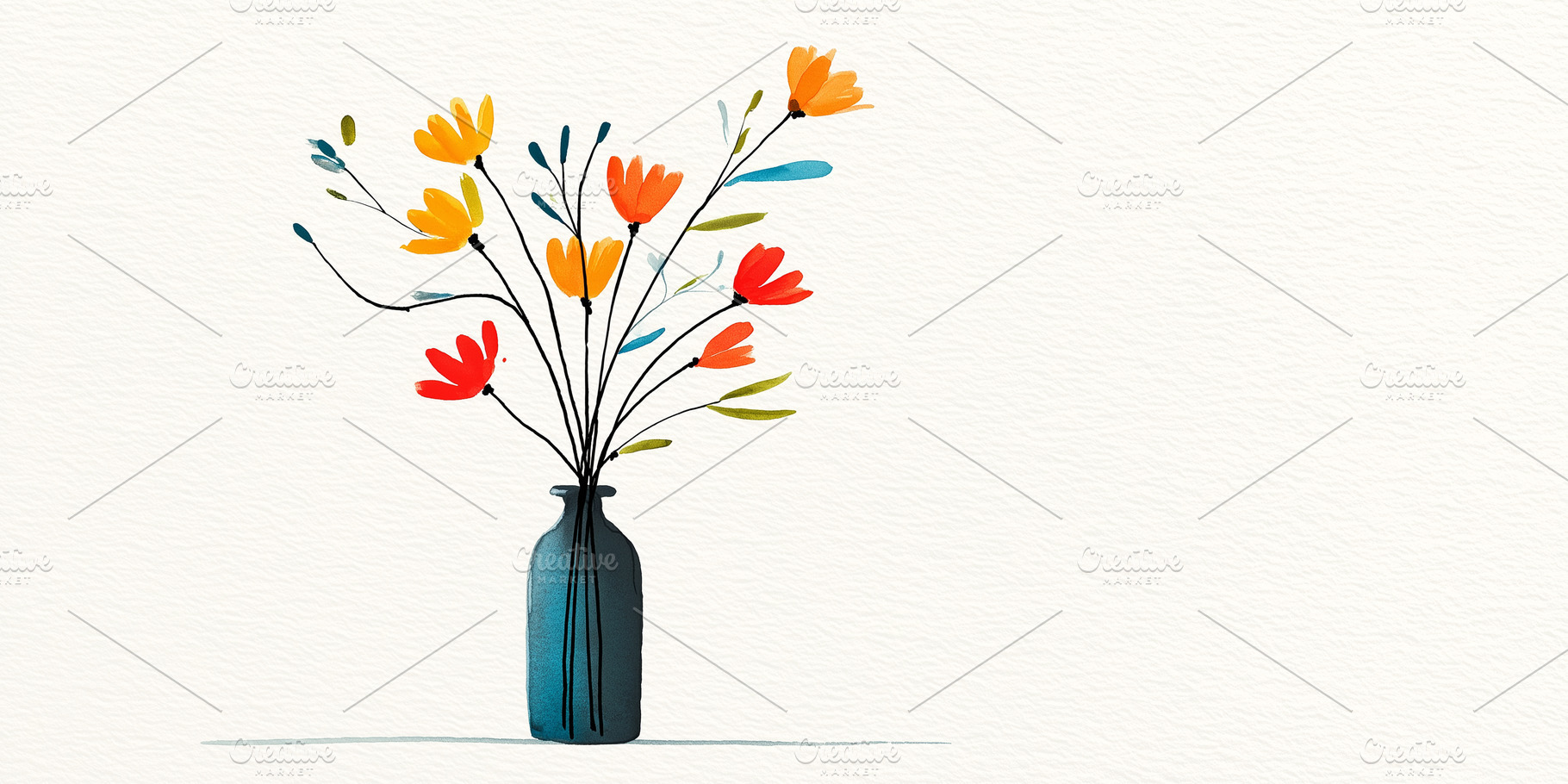 Watercolor wildflowers arranged in, a Nature Photo by MistyDay