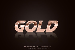 Gold glassy editable text effect PSD
