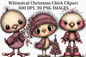 Whimsical Christmas Chick Clipart, an Illustration by Canvas Craft