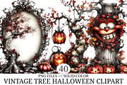 Vintage Tree Halloween Clipart, an Illustration by designcity5 (Thumbnail 1 of 5)