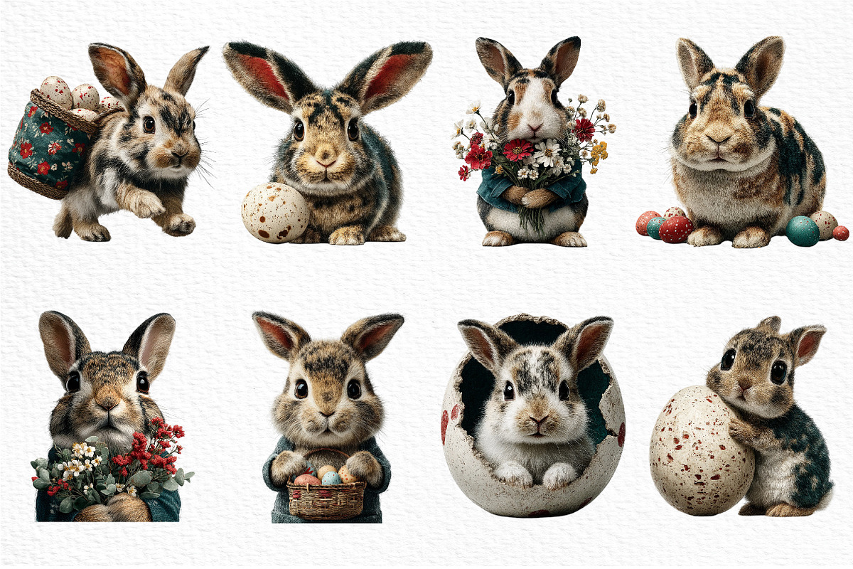Whimsical Easter Bunny Clipart, an Illustration by Craft Nest (Photo 3 of 5)
