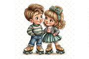 Roller Skating Couple Clipart JPG, a Person Illustration by Memories By Lea (Thumbnail 4 of 18)