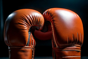 Close-up shot  of a pair of boxing gloves lying on the ground, a Sport Illustration by DanFLCreativo