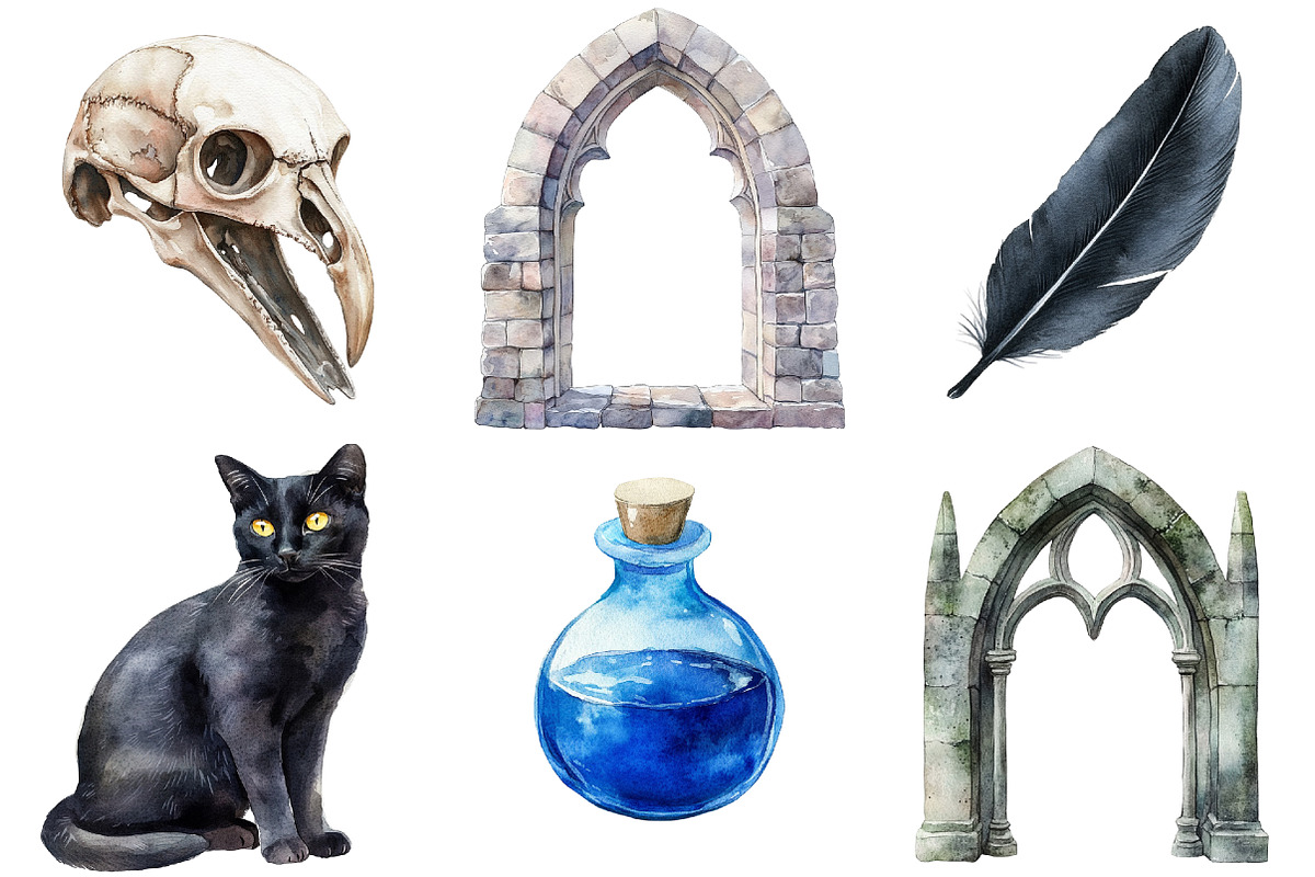 Watercolor Gothic Clipart, an Illustration by CitraGraphics (Photo 4 of 5)