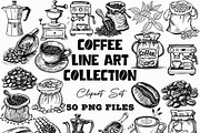 Coffee Line Art Clipart Pack (PNG), an Object Illustration by DesignBTF (Thumbnail 6 of 6)