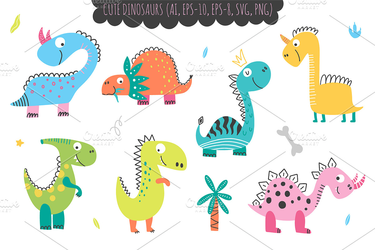 Dinosaurus - kids collection, an Animal Illustration by rosypatterns (Photo 2 of 7)