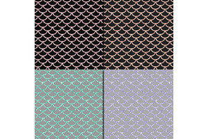 Black & Mermaid Scales Digital Paper