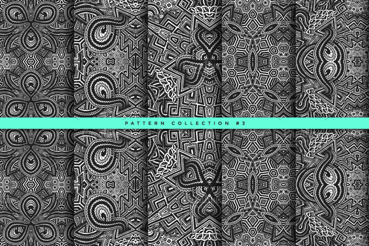 Zentangle seamless vector patterns, a Pattern Graphic by TRIKONA (Photo 4 of 6)