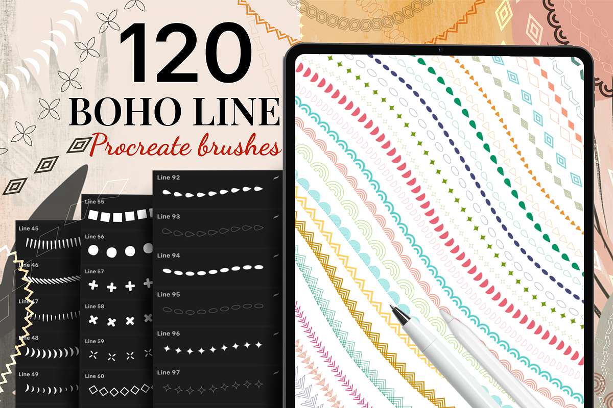 Procreate Boho Line Brushes, a Brushes & More by HopeArtIllustration (Photo 1 of 5)