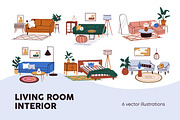 Living room, bedroom interior design, an Object Illustration by Good Studio (Thumbnail 1 of 8)