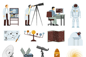 Astronomy Research Equipment Icons