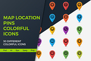 Map Location Pins Colorful Icons, an Icon by Creative Ink (Thumbnail 1 of 4)