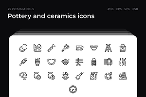 Pottery and ceramics icons, an Outline Icon by Wencory