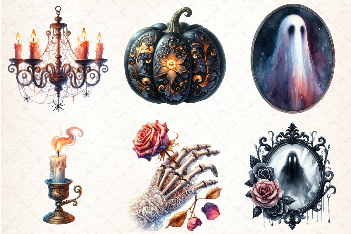 Antique Gothic Halloween Set PNG Cl, an Illustration by DreamCafeArt (Photo 2 of 5)