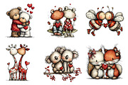 Valentine's Couple Animals Clipart, an Illustration by Dream Creation (Thumbnail 4 of 7)
