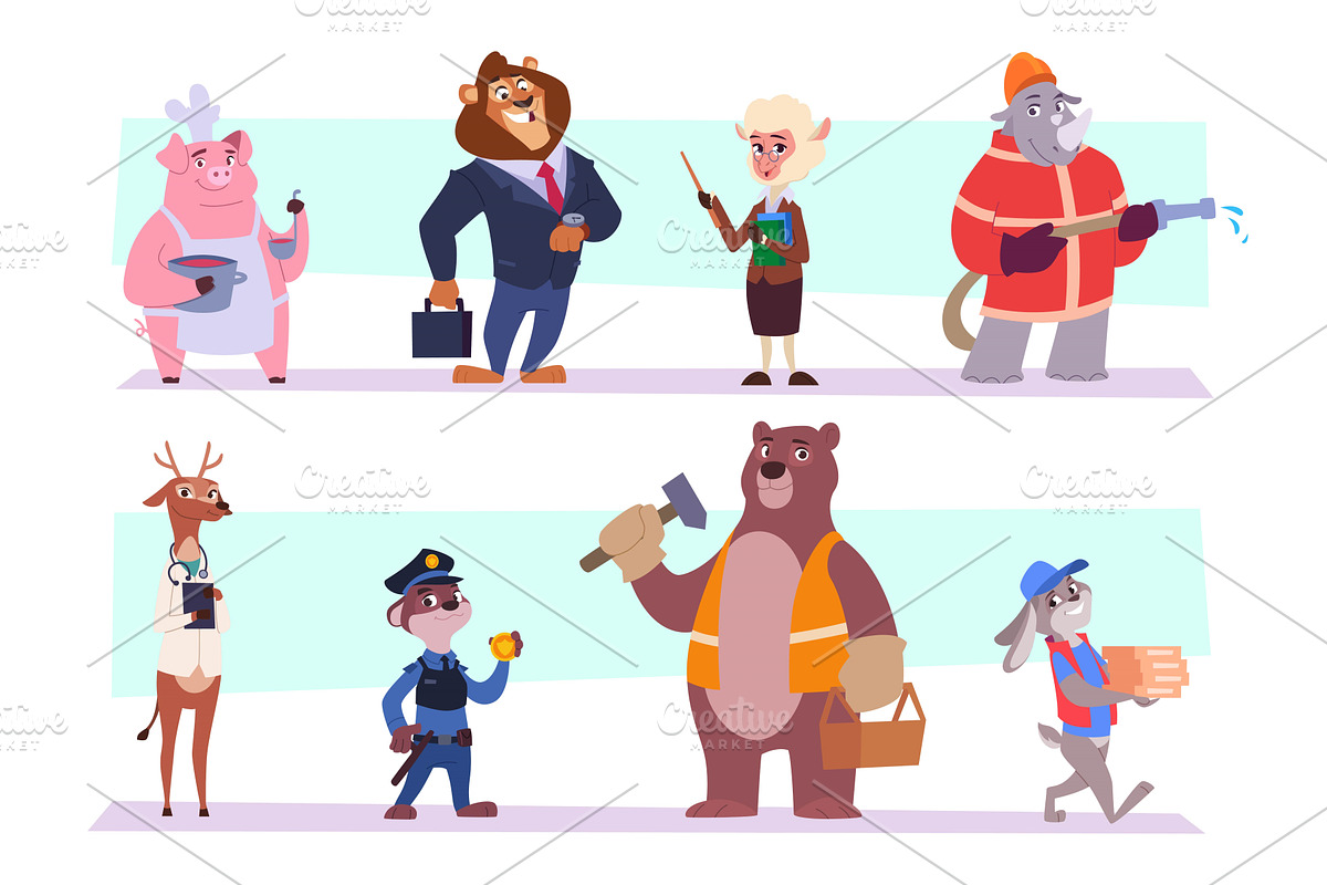 Animals professions. Carriers, an Animal Illustration by Onyx