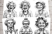 Crazy Old Ladies Coloring Pages, a Decorative Illustration by Ink Gallery (Thumbnail 5 of 7)