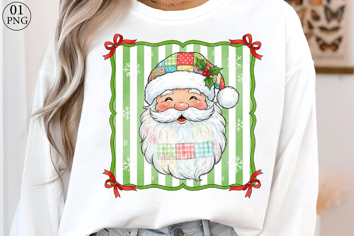 Patchwork Santa Claus Christmas Png, an Illustration by Libby Wishes (Photo 1 of 5)