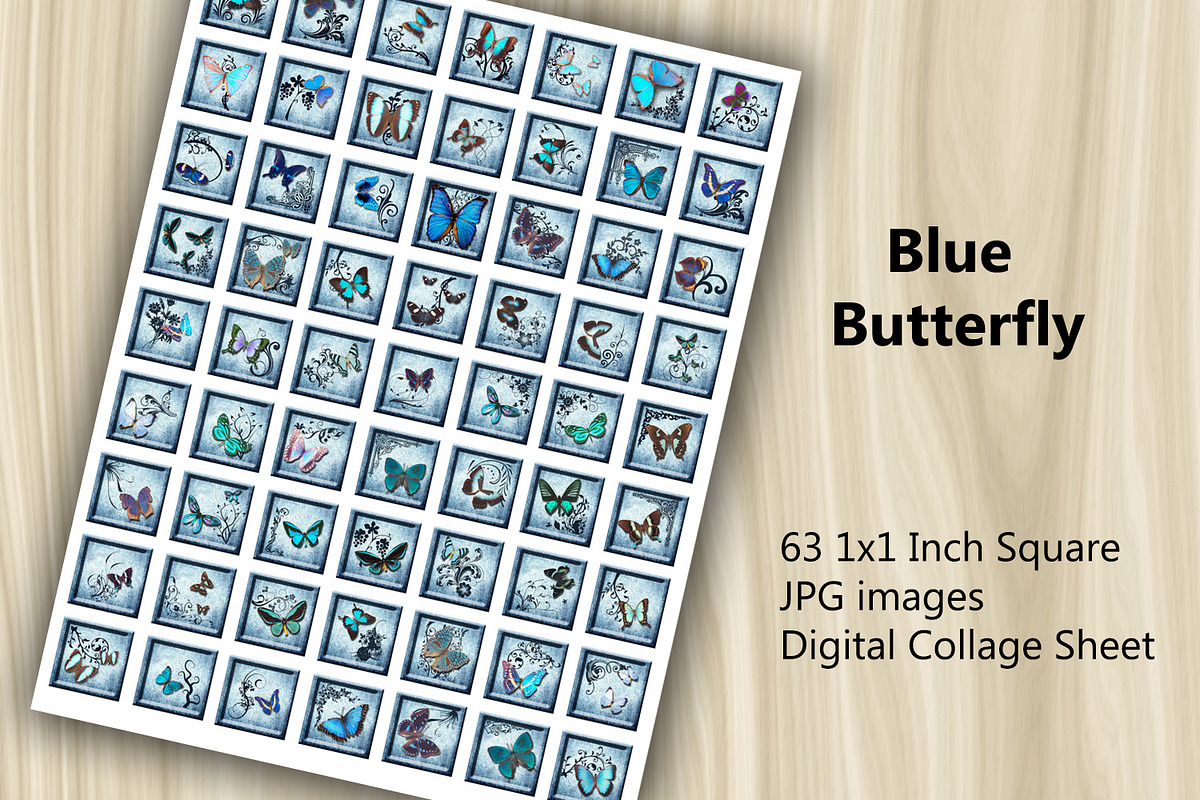 Digital Collage Sheet - Blue Butterf, a Websites & App Template by Kseniya-Omega (Photo 2 of 3)