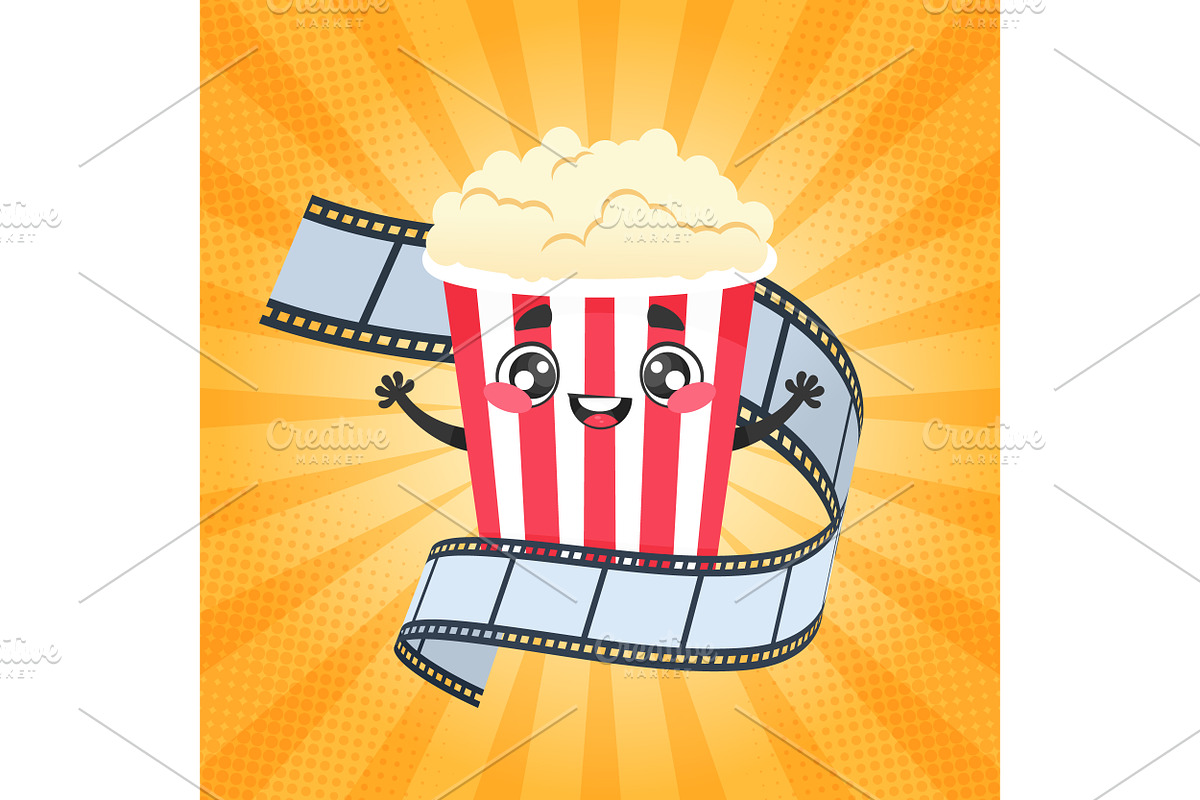 Popcorn Wrapped in a Filmstrip, a Food Illustration by PsychocheArt (Photo 1 of 3)