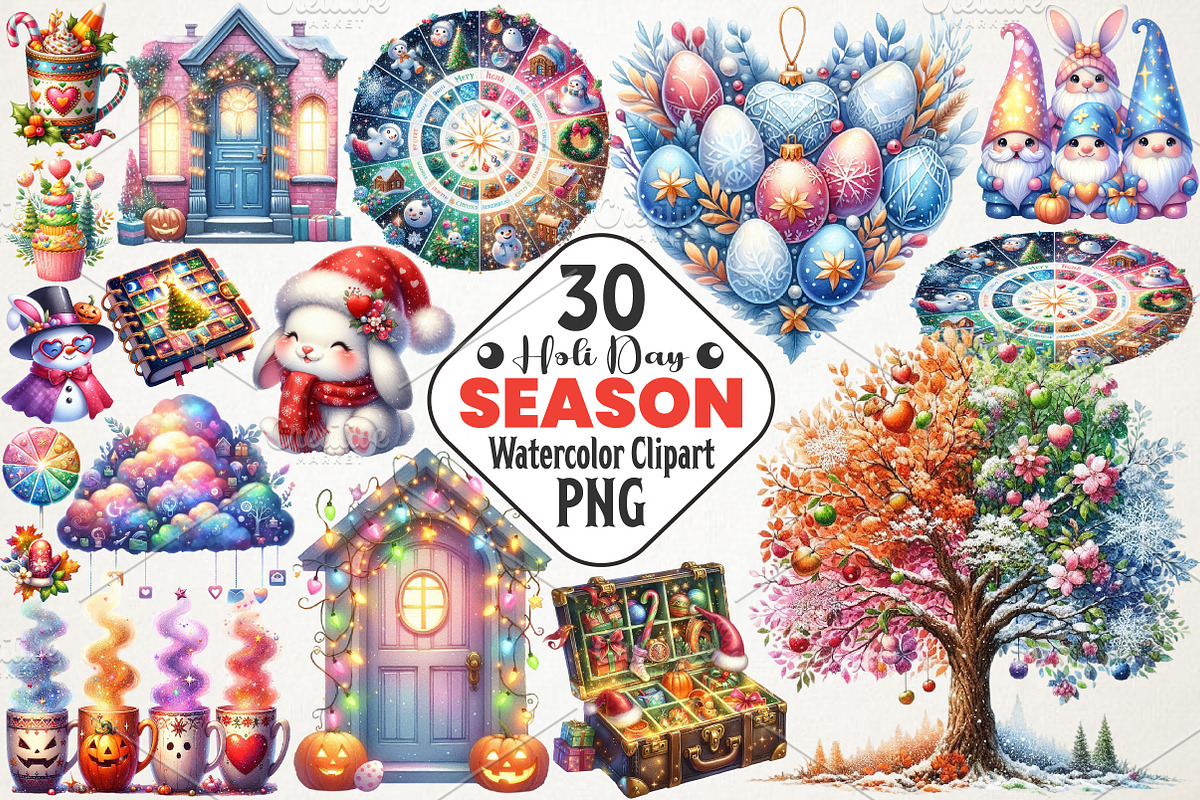 All-in-One Seasonal Holiday Clipart, an Illustration by RobertsArt (Photo 1 of 7)
