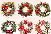 Watercolor Christmas Wreath Clipart, an Illustration by GiraffeCreative (Thumbnail 6 of 9)