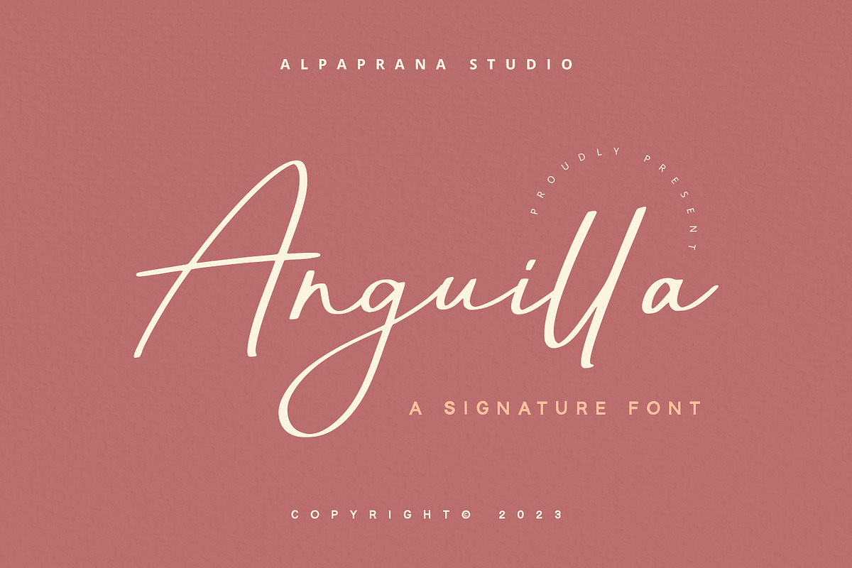 Anguilla - Signature Font, a Script Font by Alpaprana (Photo 1 of 13)