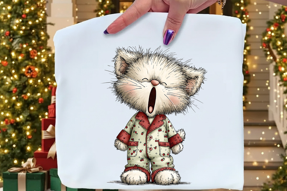 Winter Pajama Cats Clipart, an Illustration by Craft Nest (Photo 9 of 11)