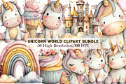 Watercolor Unicorn World Clipart Bun, an Illustration by Sublimation Artist (Thumbnail 1 of 7)