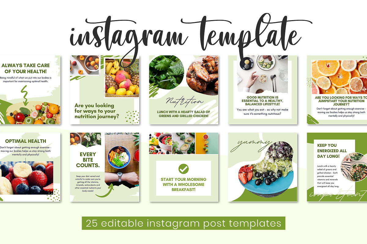 Nutrition Instagram Templates, a Presentation Template by Snapybiz