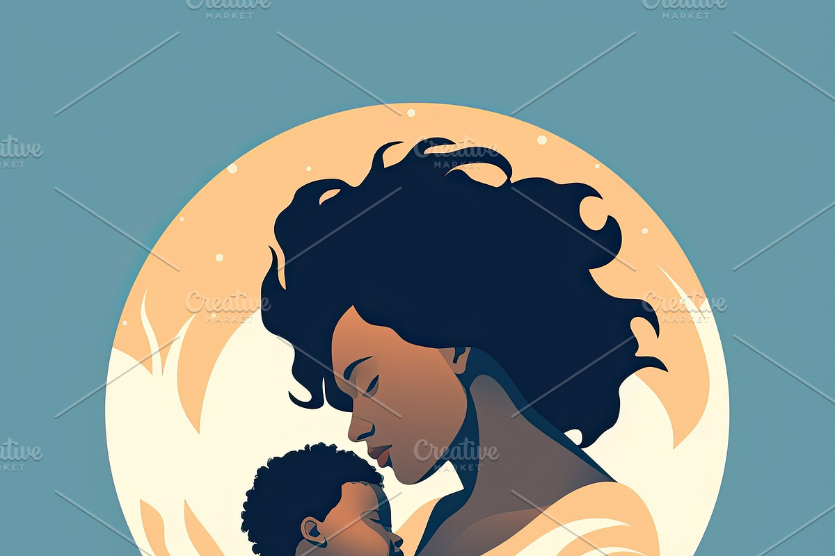 Logo, mother and baby, minimalist style, illustration, flat, a Person Illustration by zakiroff