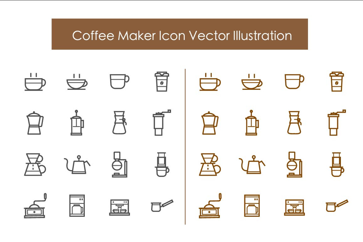 Coffee and Coffee Maker Icon, an Outline Icon by Karawan (Photo 1 of 3)