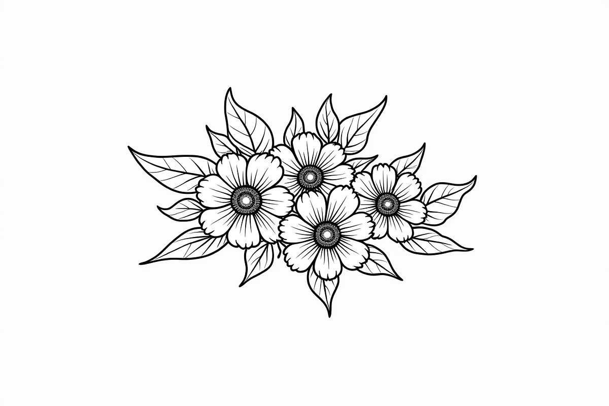 Flower Outline Art Printable bundle, an Illustration by yasushie (Photo 4 of 9)