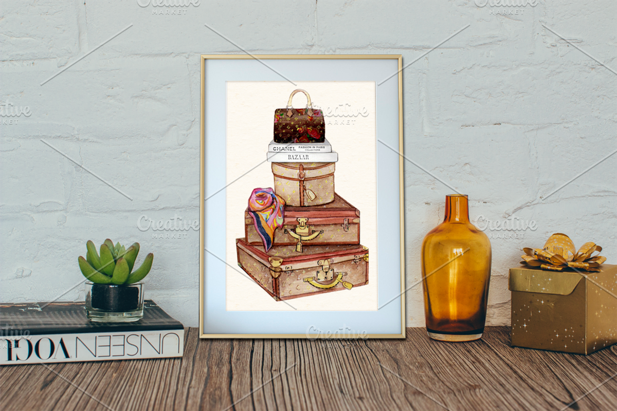 Printable Watercolor Monogram bags, an Illustration by Artseez (Photo 2 of 2)