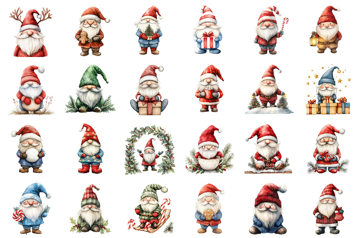 Christmas Gnome Sublimation Clipart, an Illustration by SinaCreation (Photo 2 of 5)