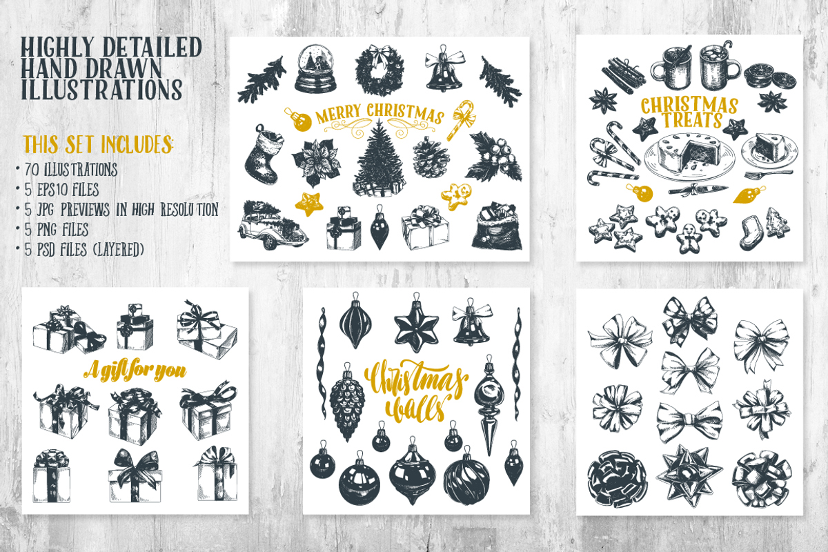 Hand drawn christmas Illustrations, a Decorative Illustration by Natalya Levish (Photo 2 of 5)