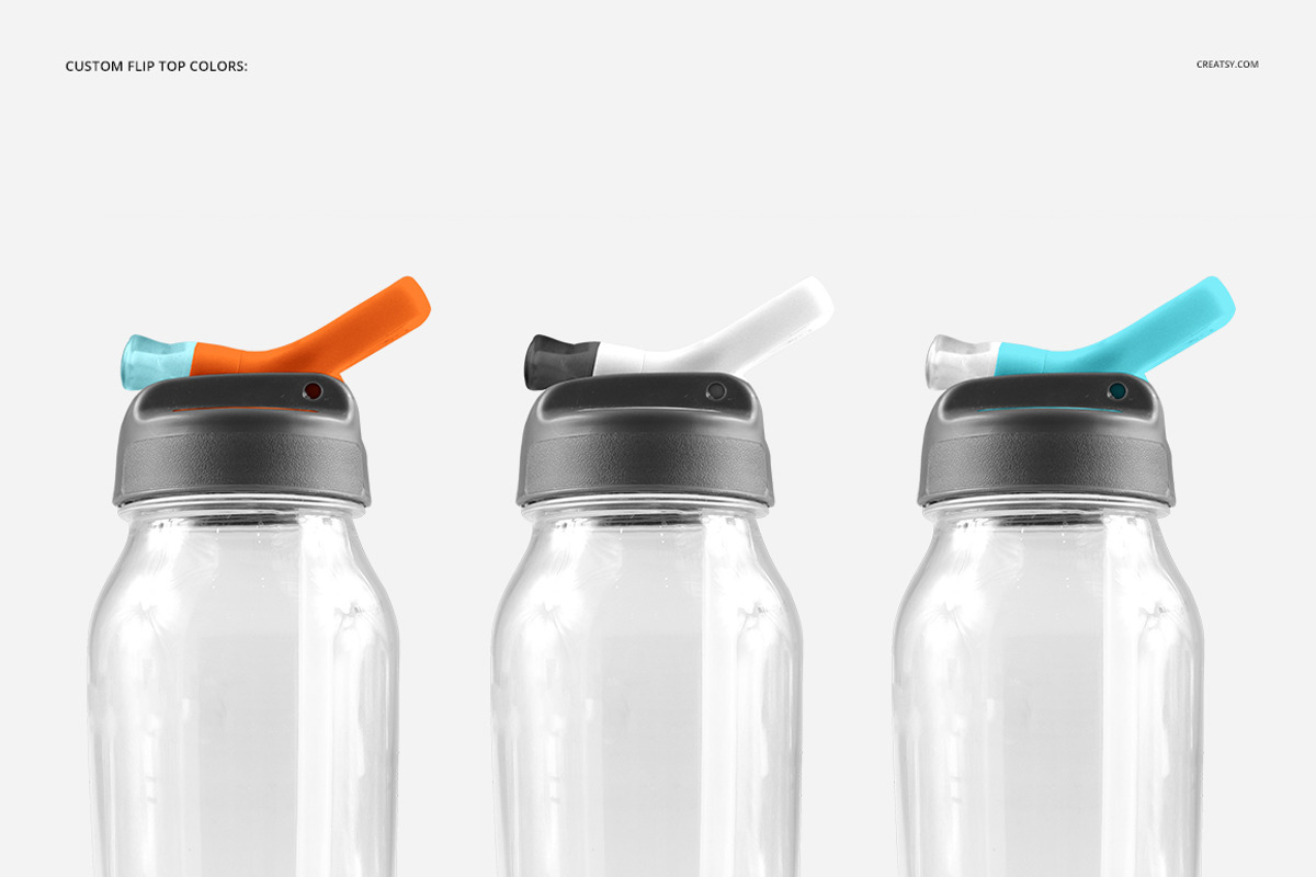 Flip Top Clear Water Bottle Mockup, a Product Mockup by creatsy4 (Photo 8 of 13)