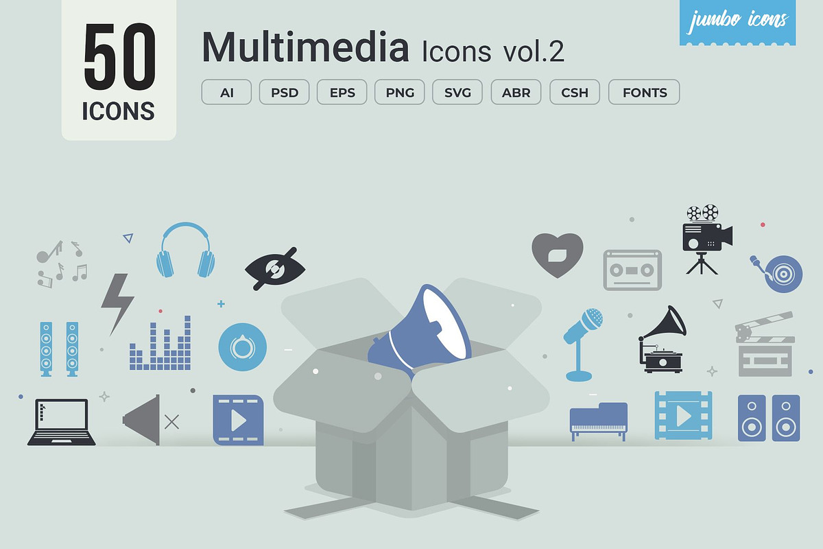 Multimedia Glyph Icon V2, a Solid Icon by Jumbo Icons (Photo 1 of 5)