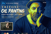 Tritone Oil Painting Ps Action, an Action Add-On by Studio Retouch (Thumbnail 1 of 13)