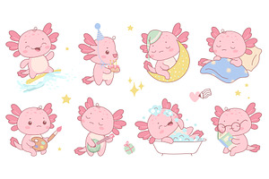 Funny axolotl. Cartoon positive, an Illustration by Valerie Bodnar