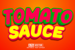 Tomato Sauce Vector 3d Editable Text