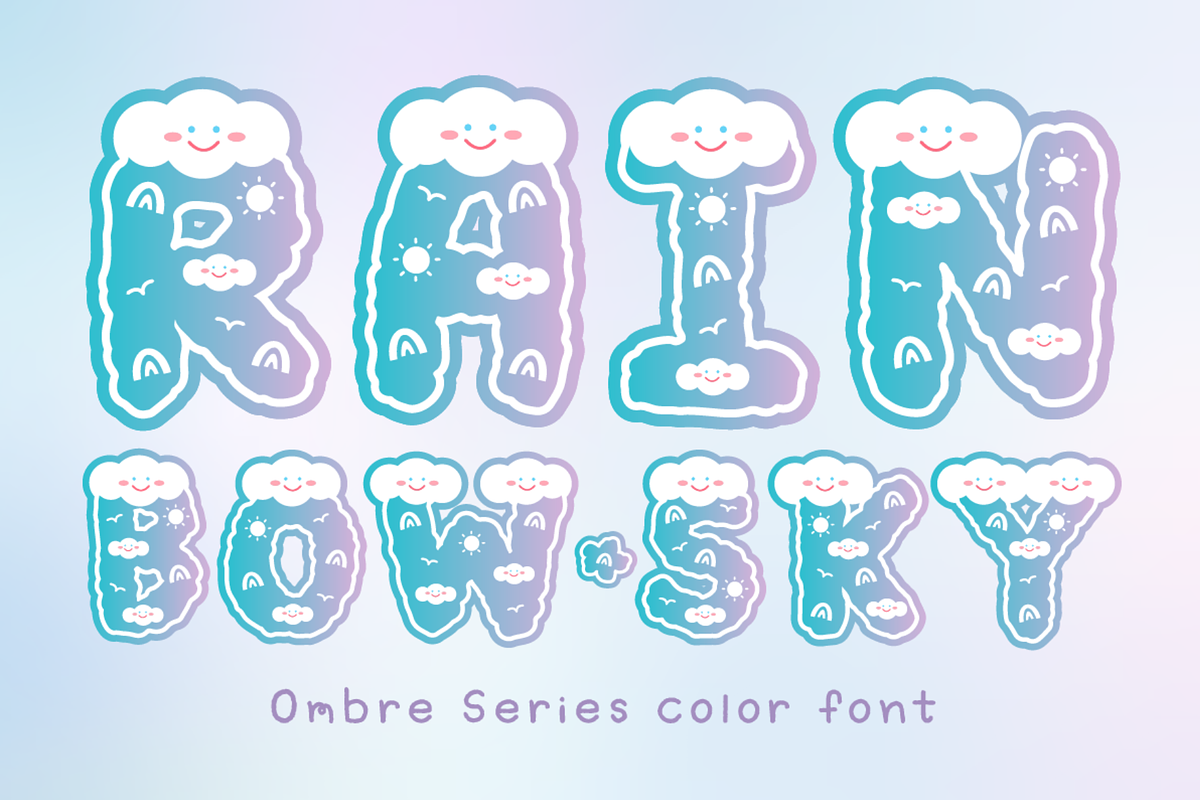 Rainbow Sky -  SVG Color Cute Font, a Symbol Font by Kanink Studio (Photo 1 of 9)