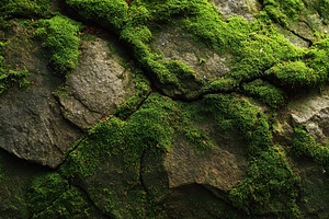 Moss growing on rocks in a natural, a Photo by Pavel_design