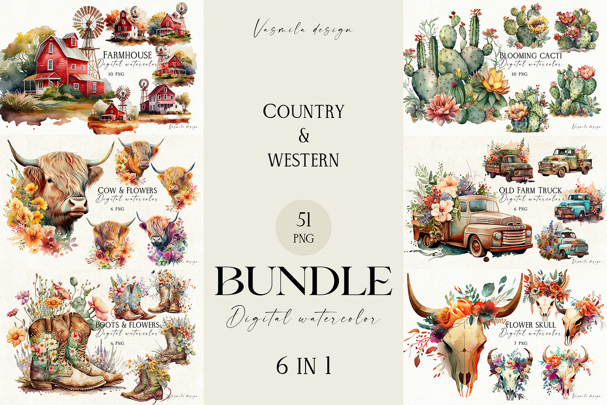Country & western bundle, a Decorative Illustration by Vasmila (Photo 1 of 22)