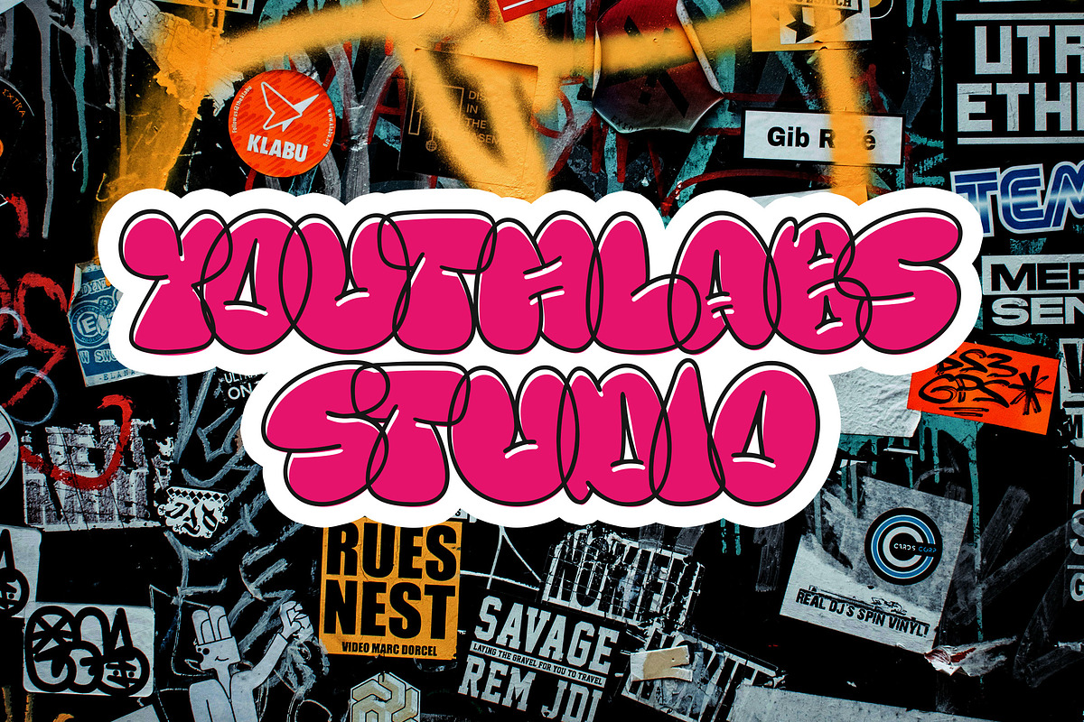 YT Brickfade - Bubble Graffiti Font, a Handwritten Font by Youthlabs Studio (Photo 10 of 15)